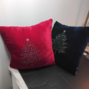 Festive Red and Black Holiday Pillow Set